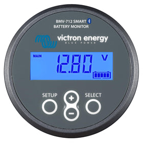 Victron Energy BMV-712 front display showing battery percentage and voltage for clear monitoring