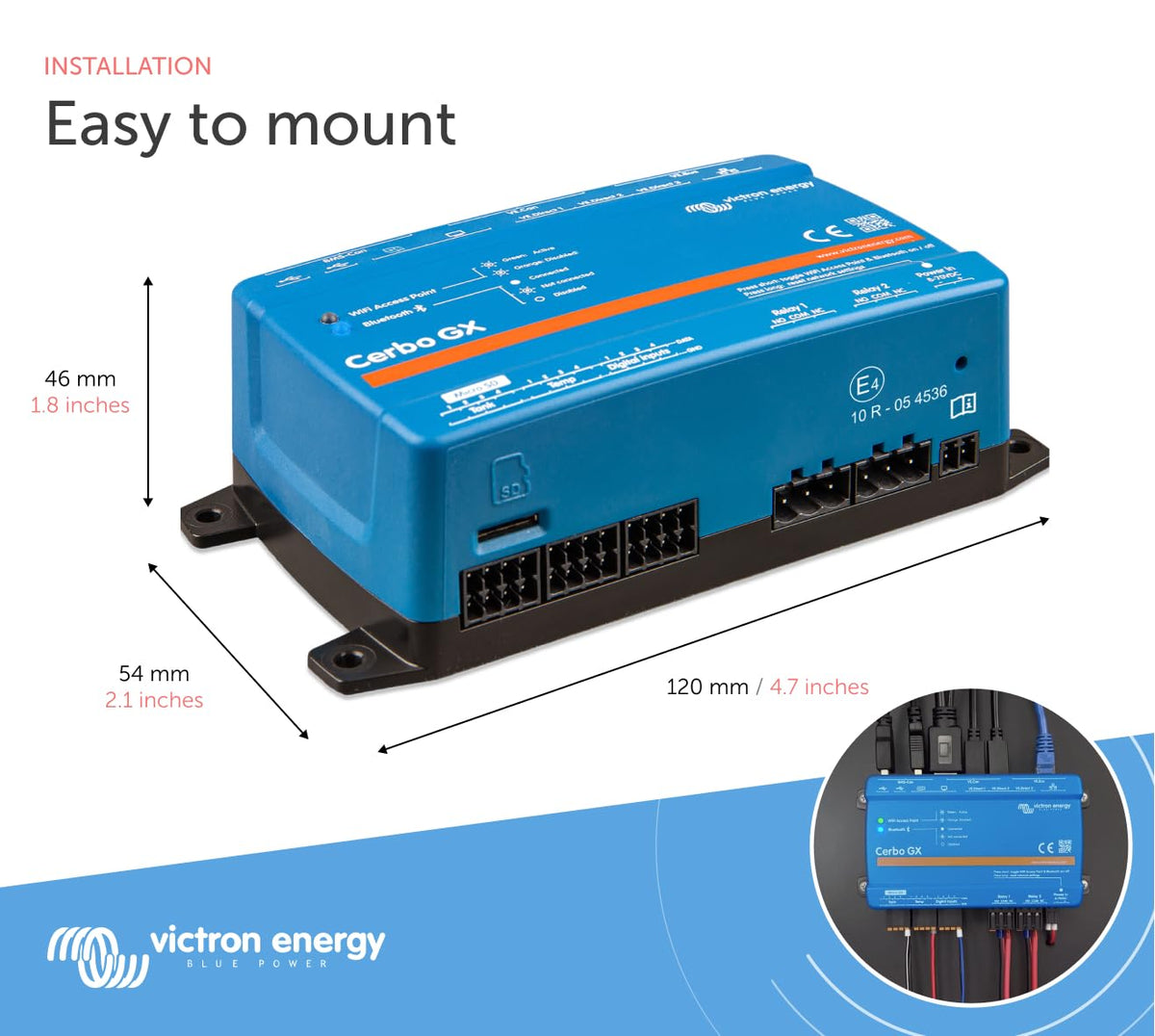 Victron Energy Cerbo GX paired with GX Touch display for instant control