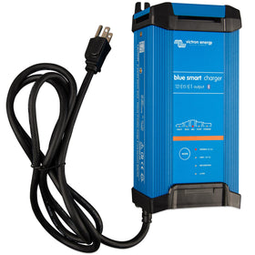 Victron Energy front view of charger showing compact design and LED status, reliable performance