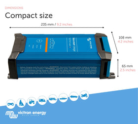 Victron Energy smartphone app displaying charge status and settings, convenient wireless monitoring
