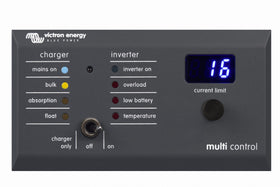 Victron Energy front panel view showing controls and clear display for easy system access