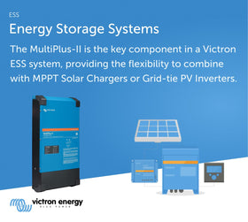 Victron Energy next to a 12V battery for size and installation scale reference