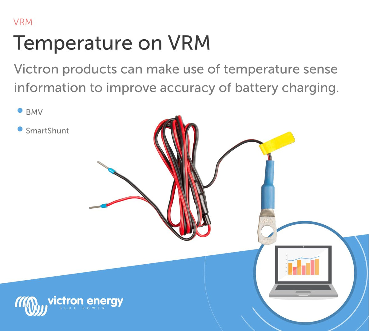 Victron Energy close-up of sensor probe tip demonstrating durable construction and accurate sensing