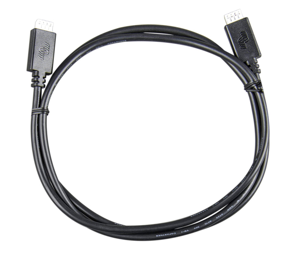 Victron Energy VE.Direct cable front connectors showing fit and reliable connection benefit