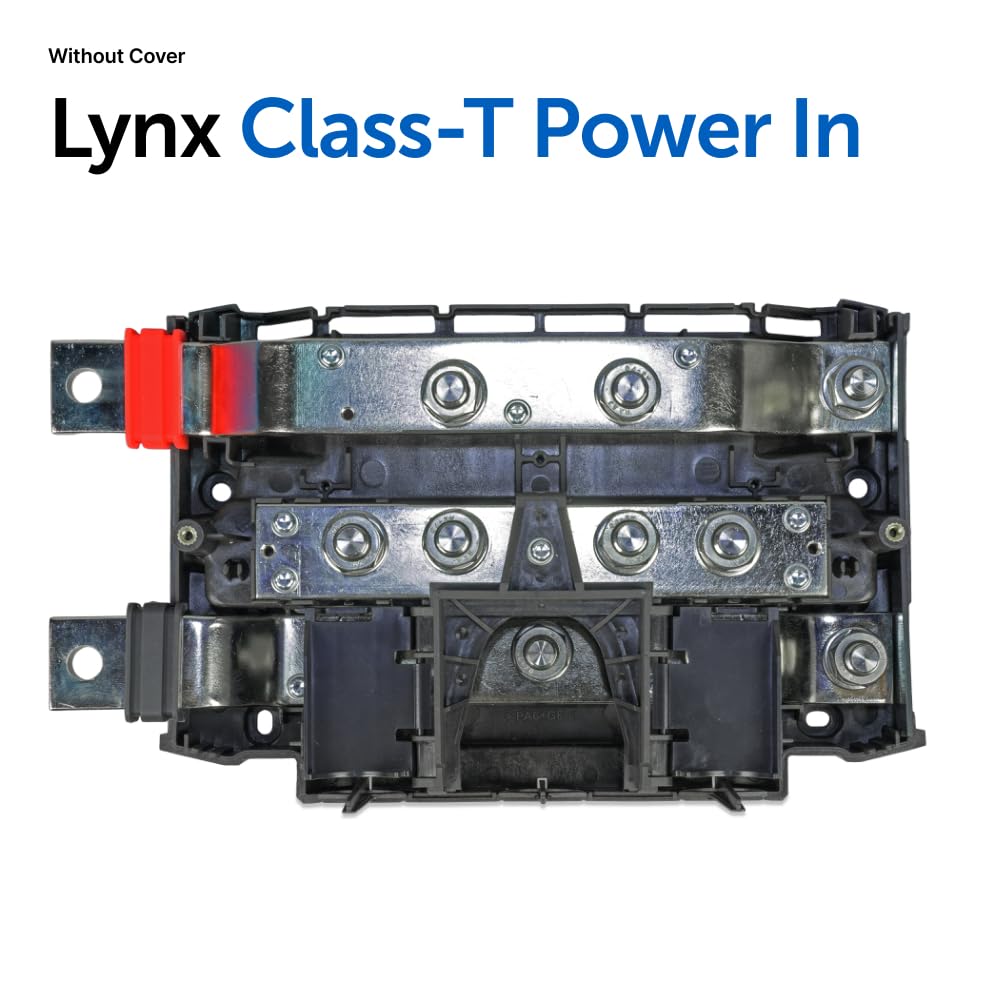 Victron Lynx Class-T lifestyle installation in an energy cabinet showing organized battery input protection