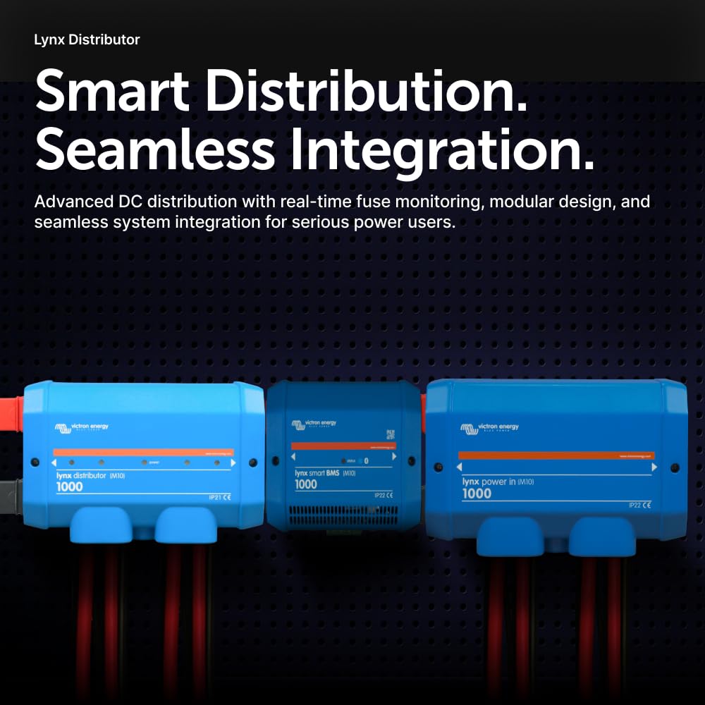 Victron Energy Lynx Distributor M10 terminal top view highlighting heavy-cable connection reliability