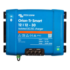 Victron Energy Orion-Tr front view showing compact housing and branding for reliable charging