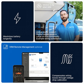 Victron Energy Orion XS paired with VictronConnect app on smartphone for easy setup