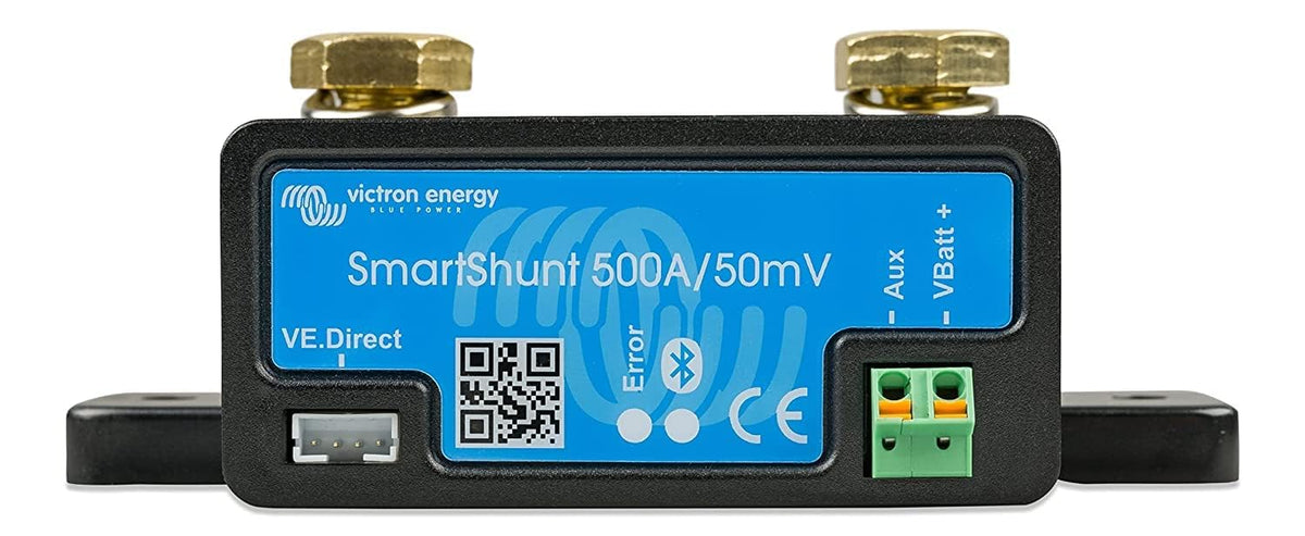 Victron Energy SmartShunt front view showing compact design and easy installation benefit
