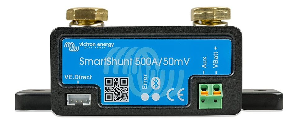 Victron Energy SmartShunt front view showing compact design and easy installation benefit