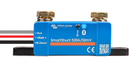 Victron Energy SmartShunt front view showing compact waterproof housing and easy mounting