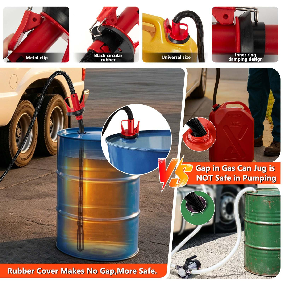 VierKate pump in use transferring fuel from a gas can, reducing spills and mess
