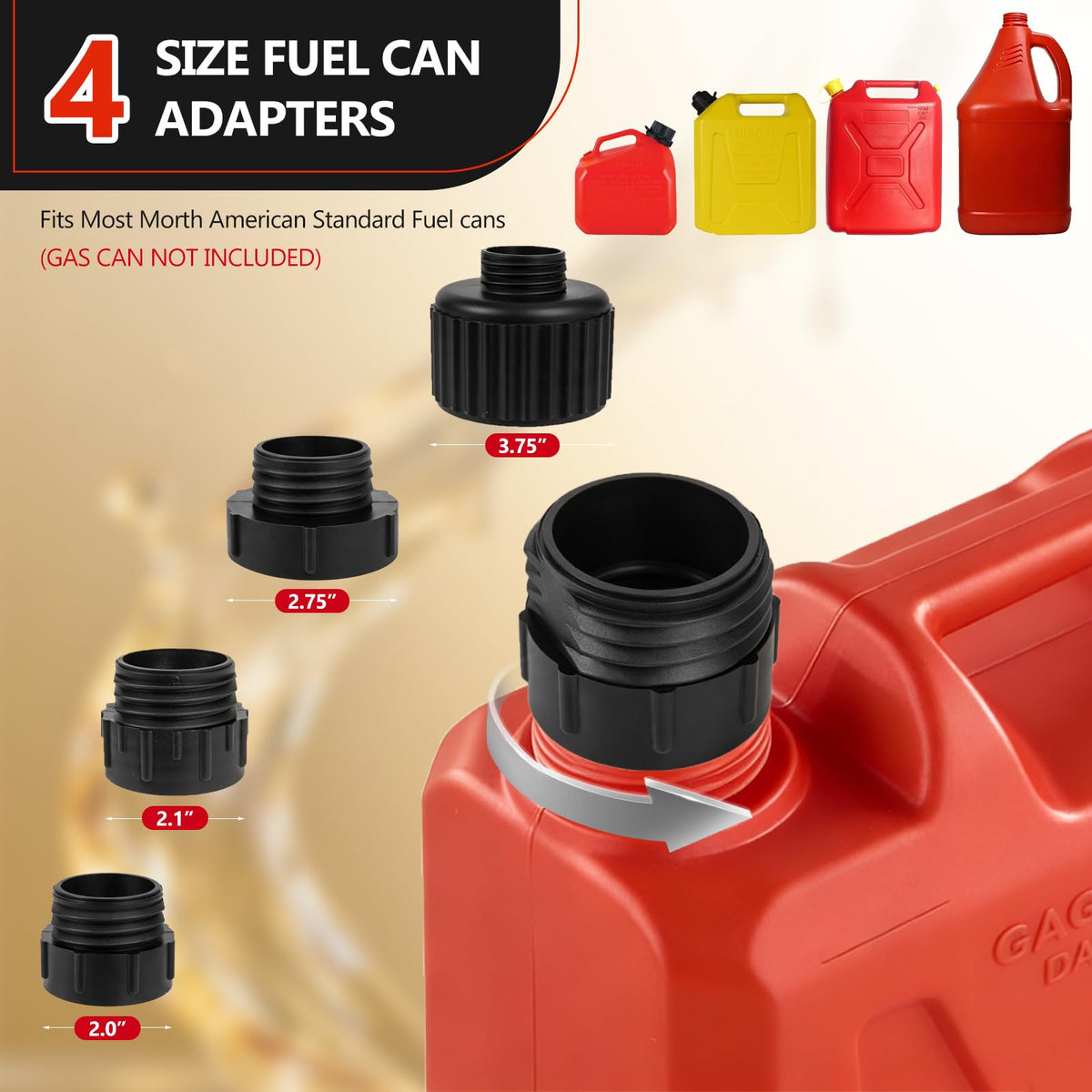 VierKate beside standard gas can illustrating pump size and scale for storage