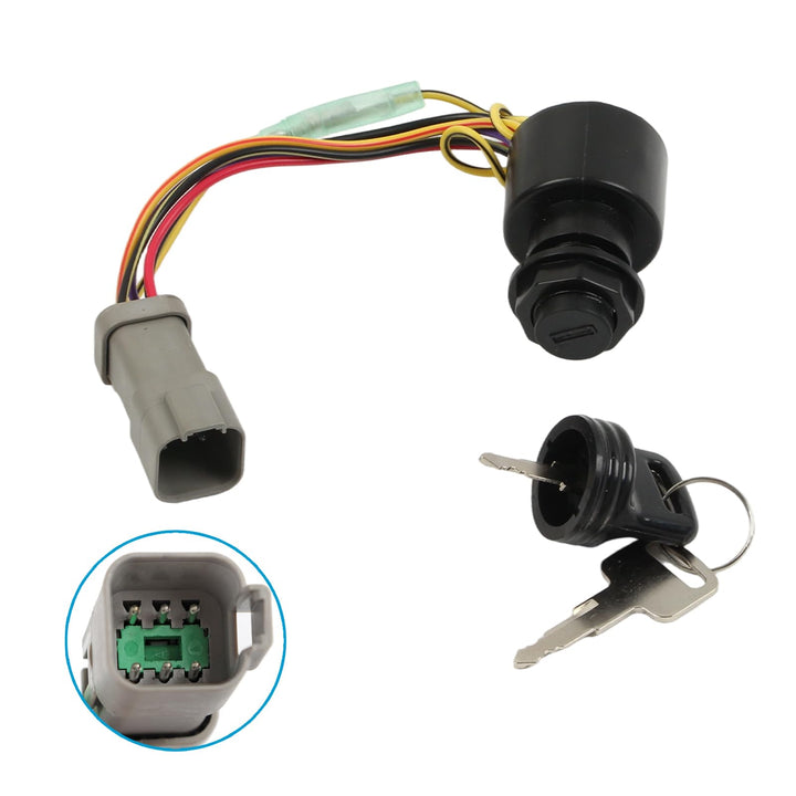 vierzweites ignition switch front panel showing key in lock and clear labeling for easy replacement
