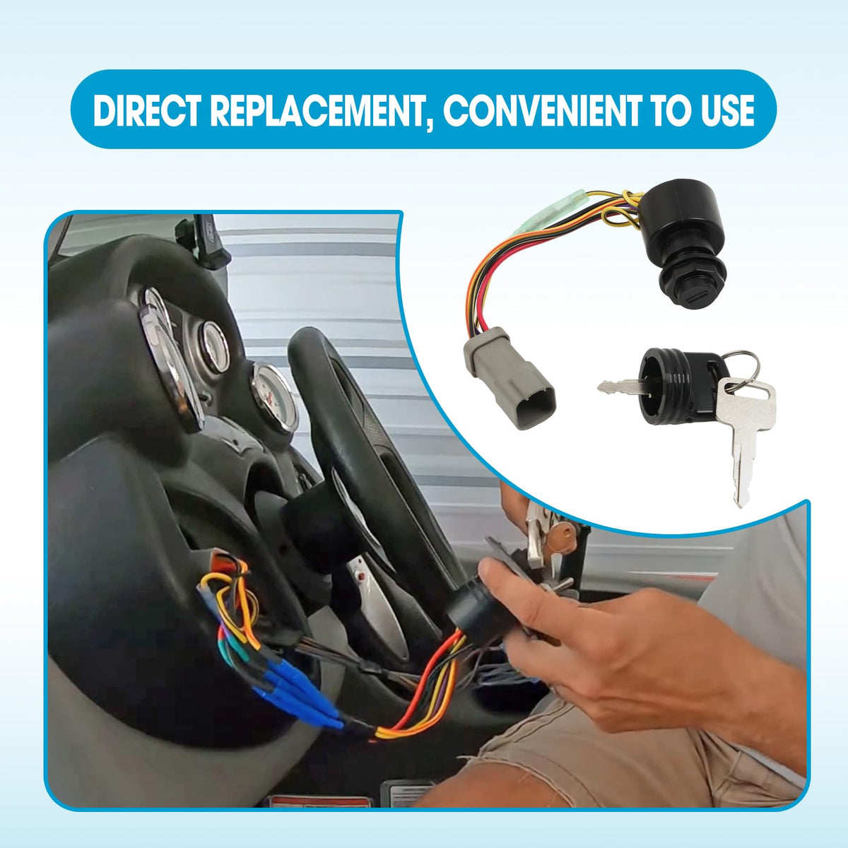 vierzweites ignition switch scale comparison beside a screwdriver to show compact marine size