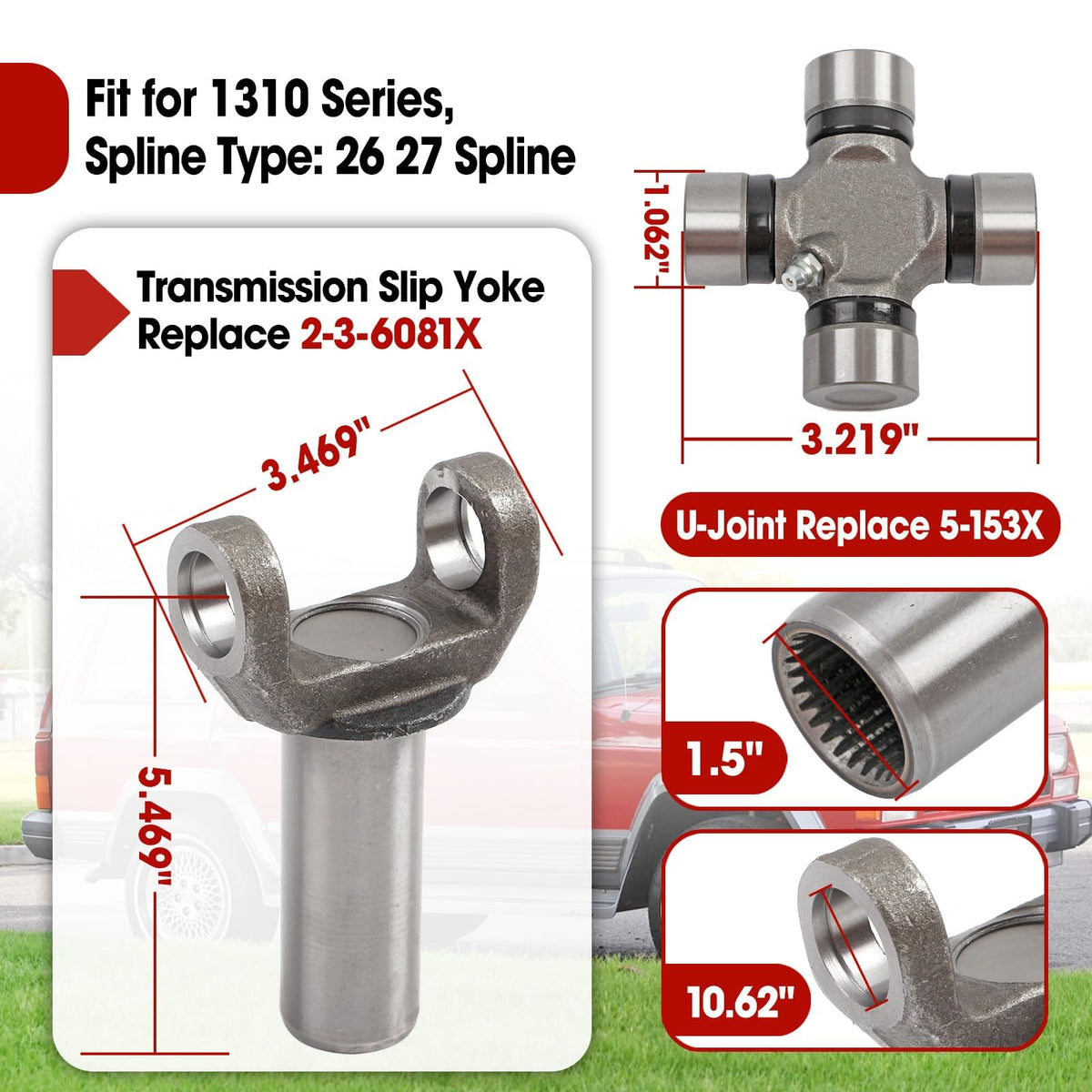 vierzweites close-up of u-joint with grease fitting to show smooth operation and durability