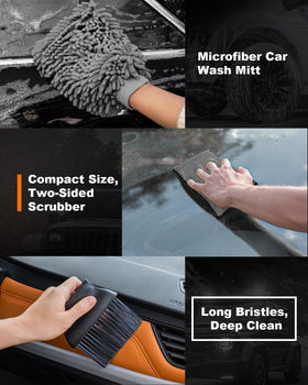 Viewmax precision detailing brushes laid out for tight-seam and vent cleaning