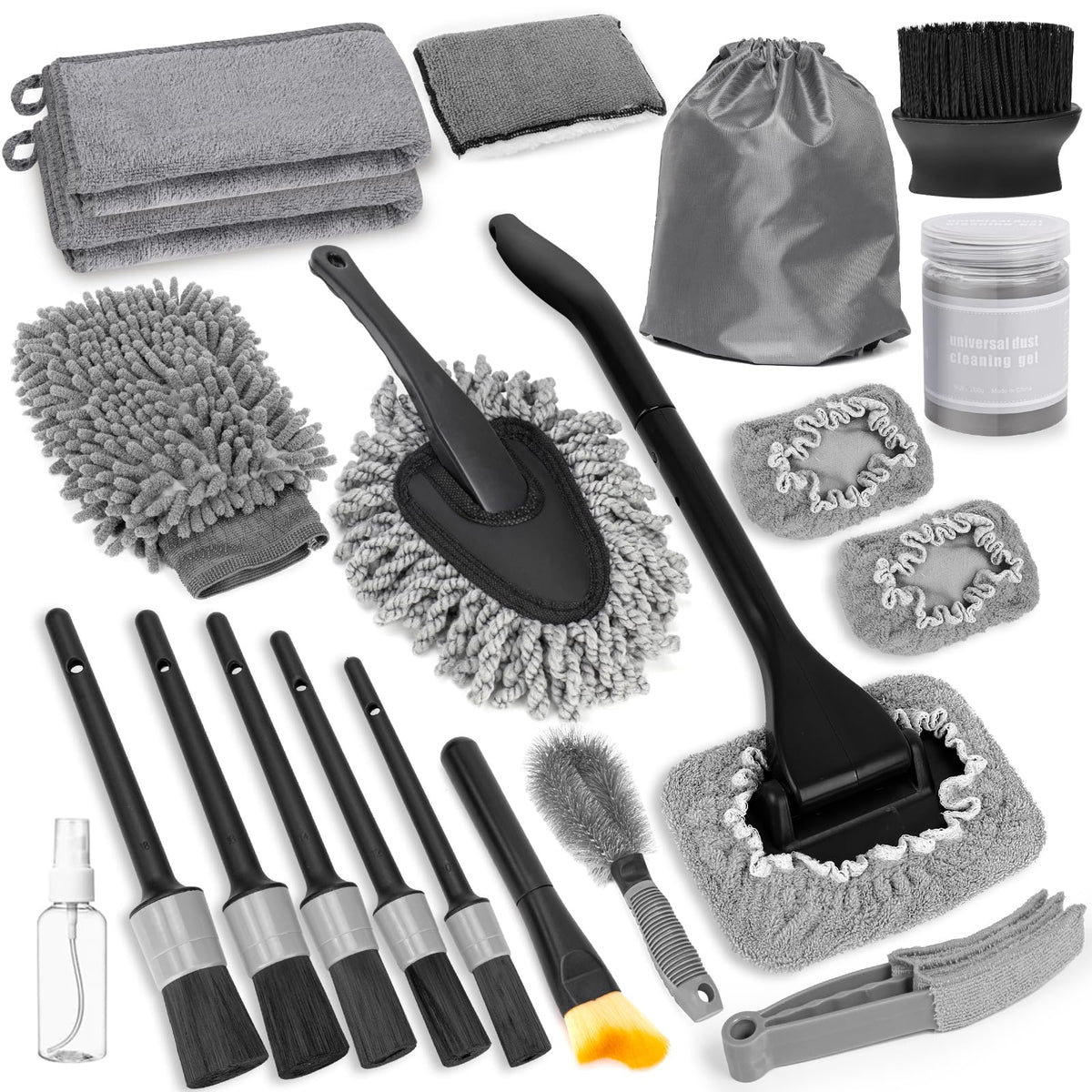 Viewmax kit front view showing all tools for complete car cleaning