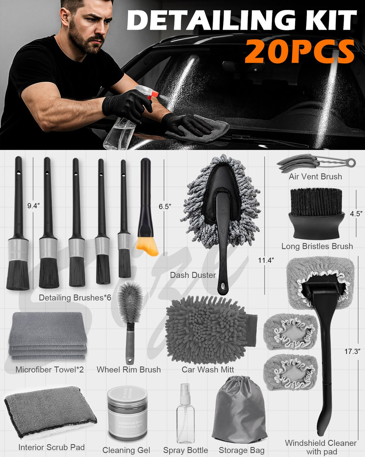 Viewmax windshield cleaner close-up demonstrating corner reach and streak-free benefit