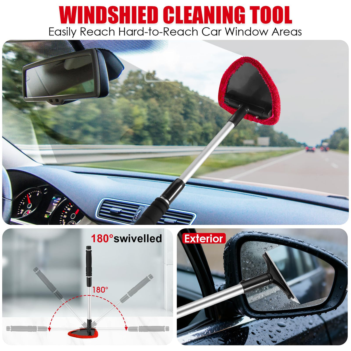 Viewsun assortment of five detailing brushes displayed to reach vents and trim without scratching