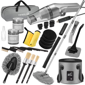 Viewsun kit front view showing all included car cleaning tools and bag for easy storage