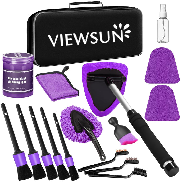 Viewsun front packaging showing all 17 purple tools and bag, organized for convenience