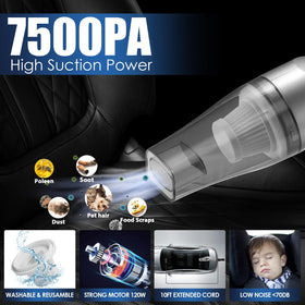 Viewsun handheld vacuum close-up with nozzles showing strong suction for debris pickup