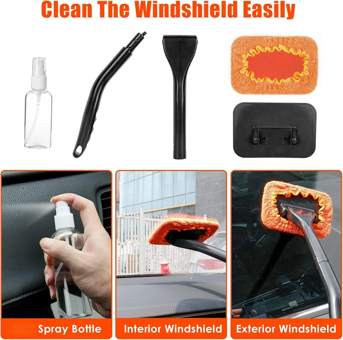 Viewsun microfiber towel and windshield squeegee for lint-free, streak-free finishing