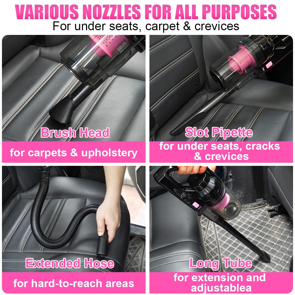 Viewsun handheld vacuum held in hand to show compact size and portability