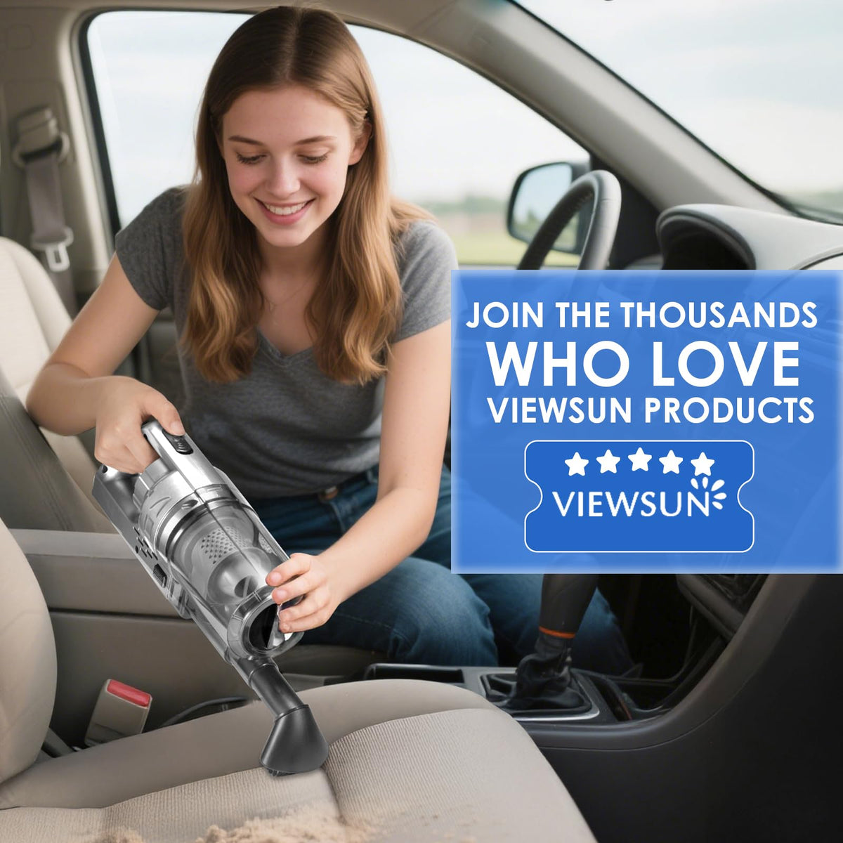 Viewsun kit held next to hand to show compact size and portability advantage