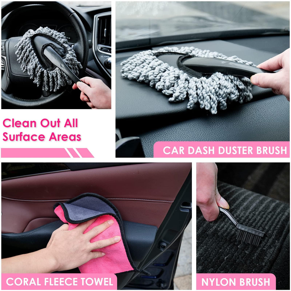 Viewsun tools in use cleaning a dashboard to show efficient dust removal and reach