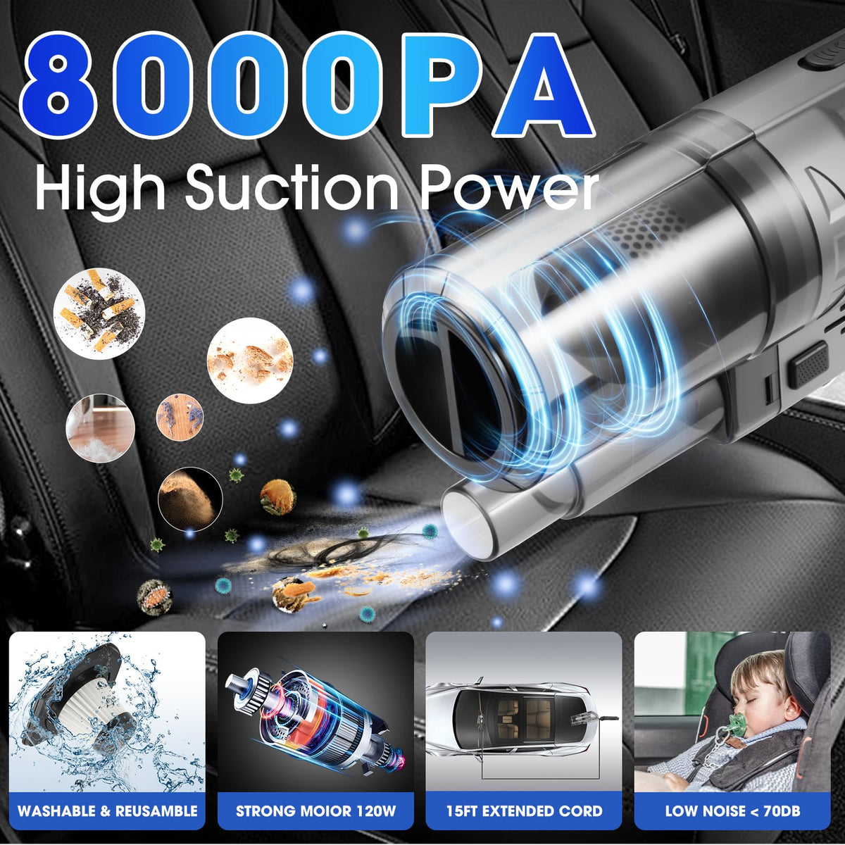 Viewsun vacuum nozzle close-up highlighting strong suction for debris removal