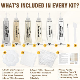 Vigorder color mixing guide and palette helping match cream and white tones