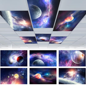 VIHOSE front view of galaxy light cover showing planet pattern and classroom appeal