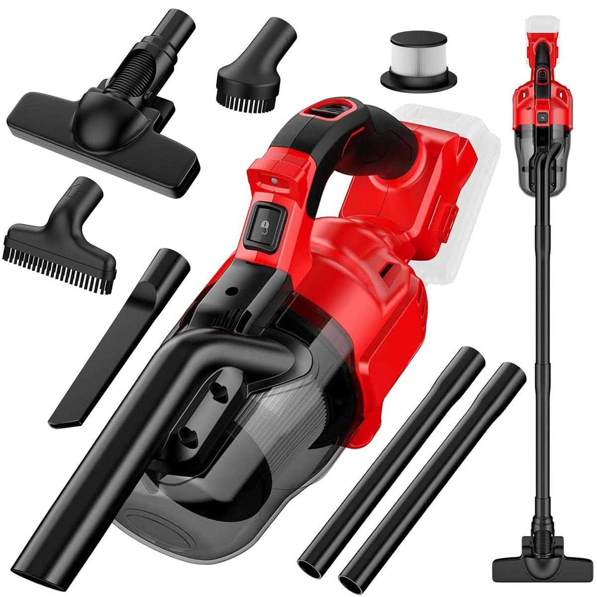Vijezoy front view with floor nozzle showing compact portability and fast cleaning