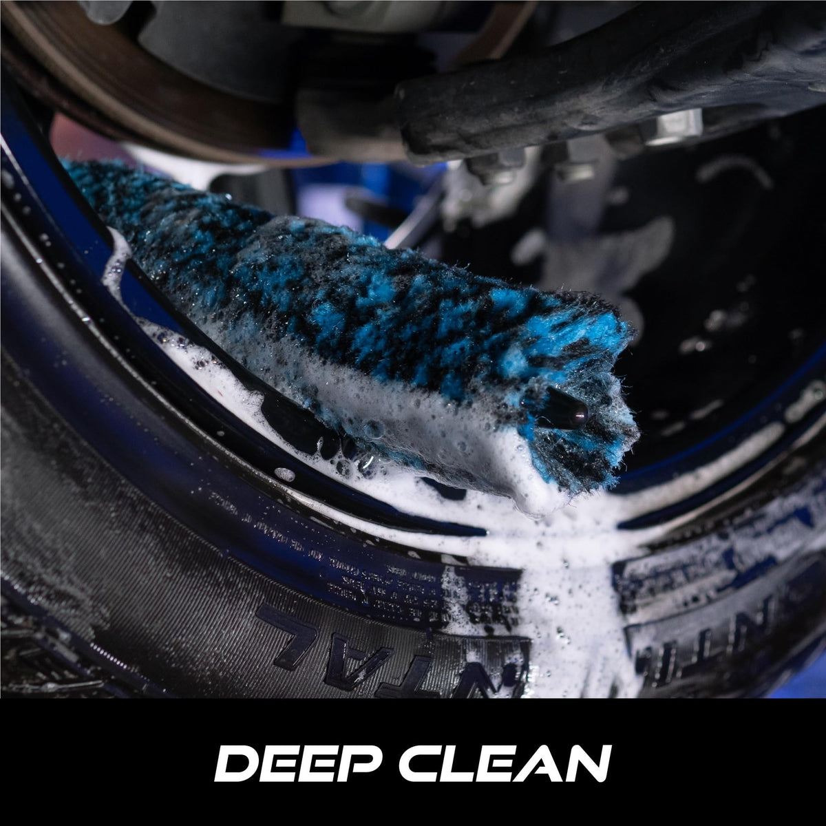 VIKING brush reaching deep into wheel barrel to remove brake dust effectively