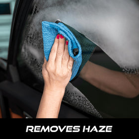 VIKING towel wiping car windshield demonstrating fast removal of residue benefit