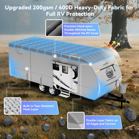 VildVandring heavy-duty straps and buckles securing cover in wind