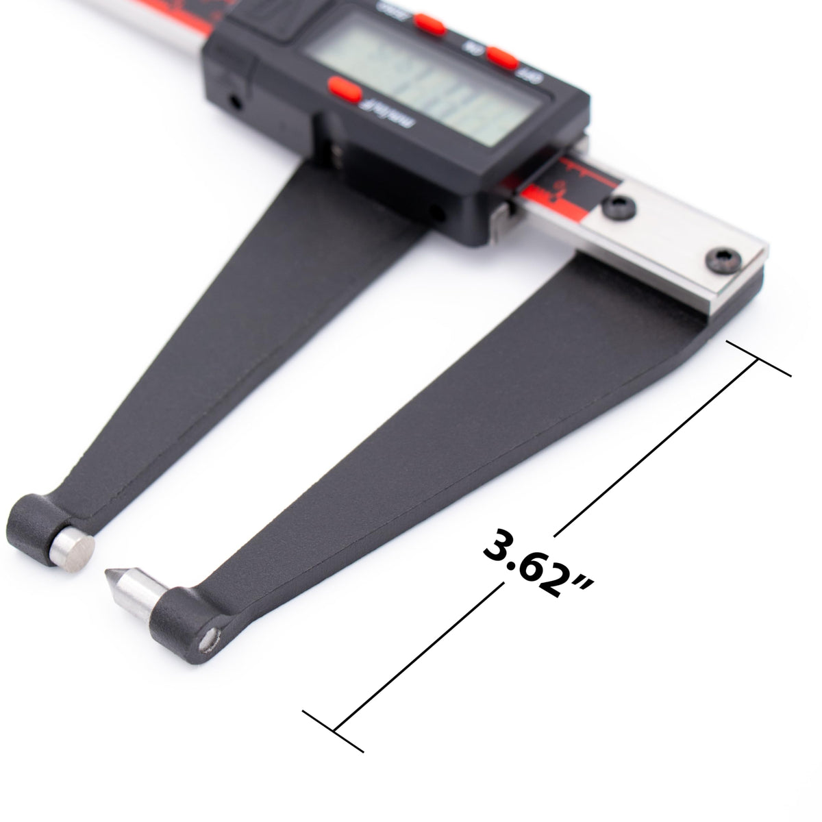 VINCA large LCD display showing clear inch and metric readout for faster inspections