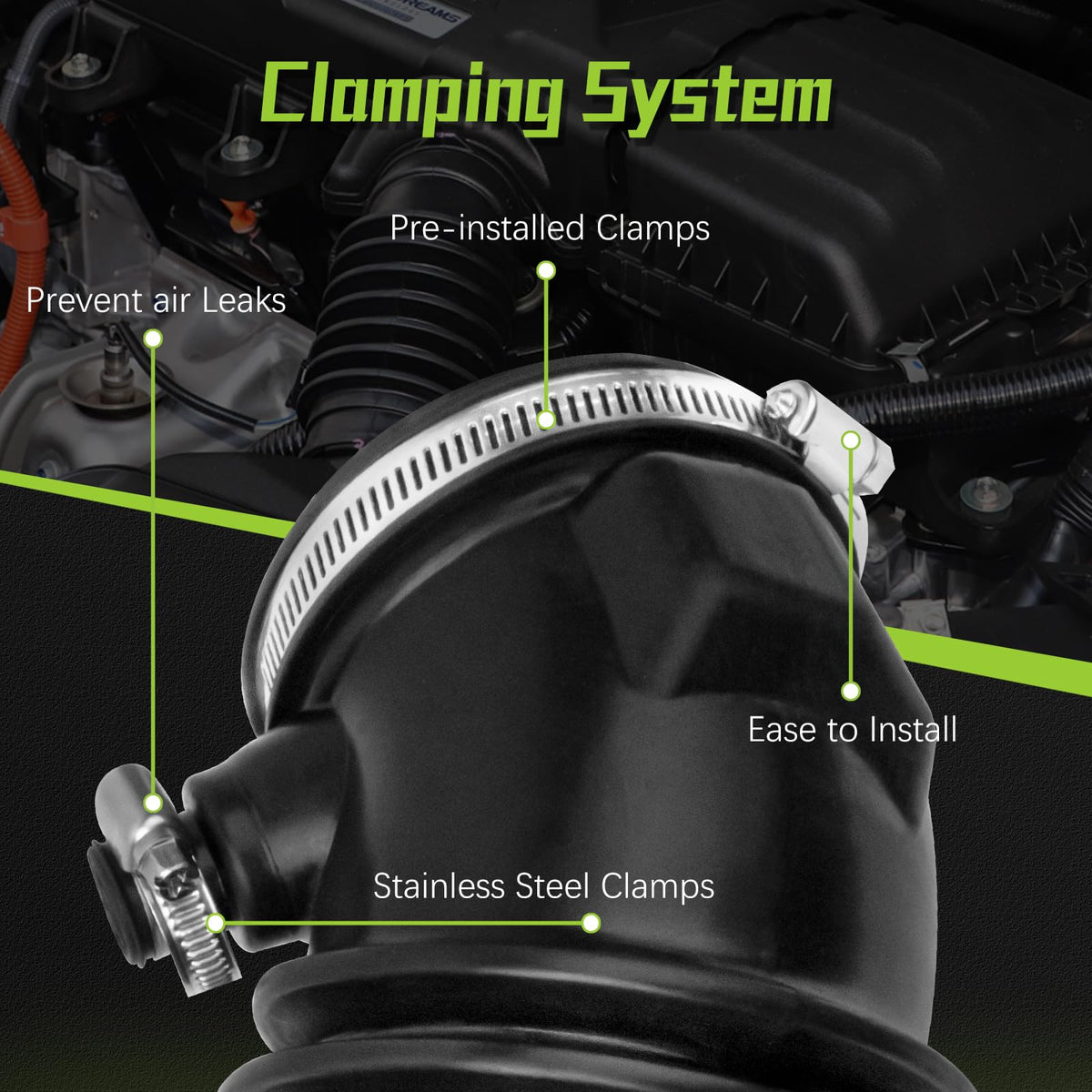 VINMS hose metal clamps and hose ends detail ensuring secure seal and leak prevention
