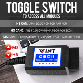 VINTscan adapter plugged into Ford OBD2 port, instant vehicle access advantage