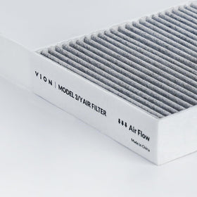VION filter beside a ruler illustrating precise OEM-standard sizing and fit confidence
