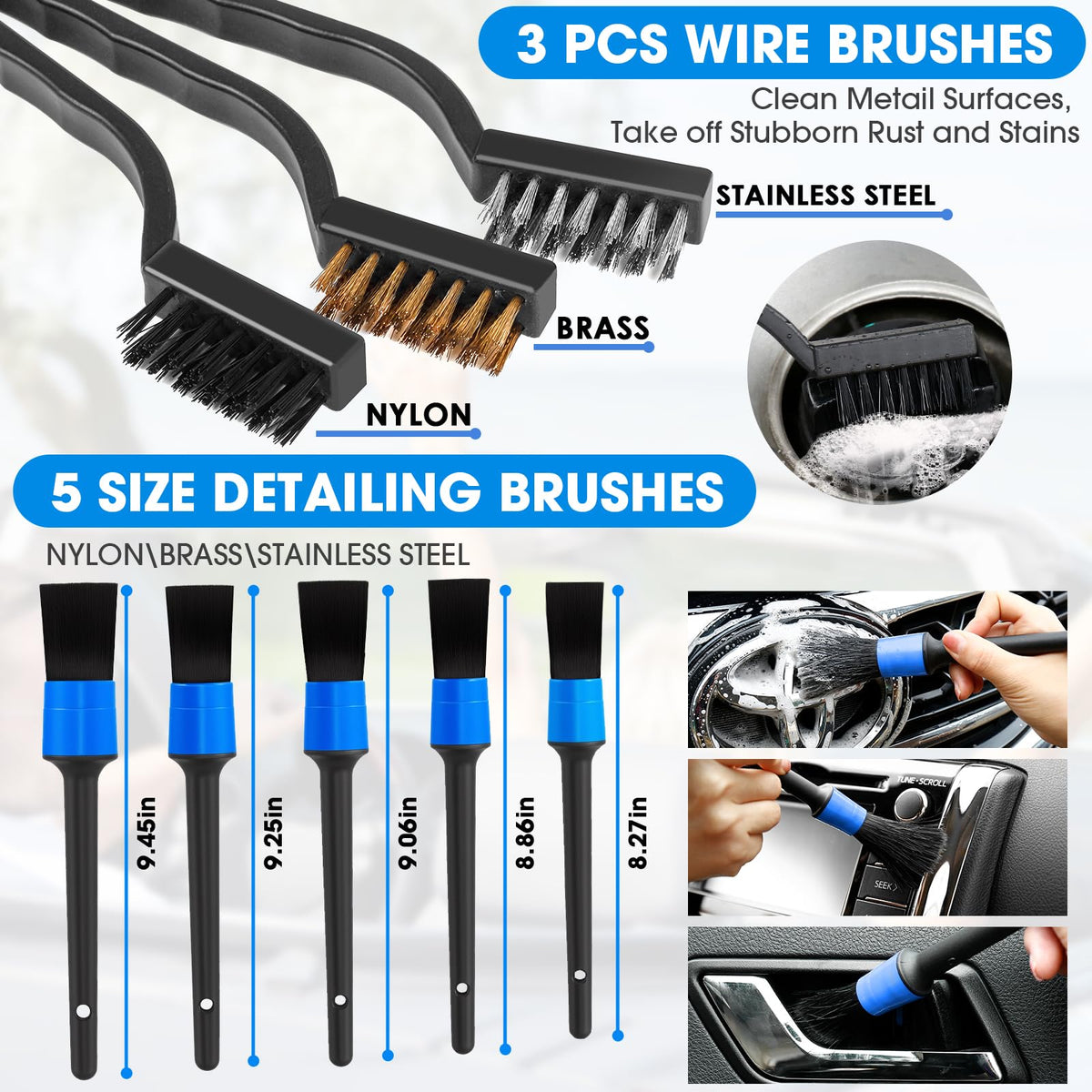 vioview wheel brushes scrubbing tire tread to remove road grime without damaging rims