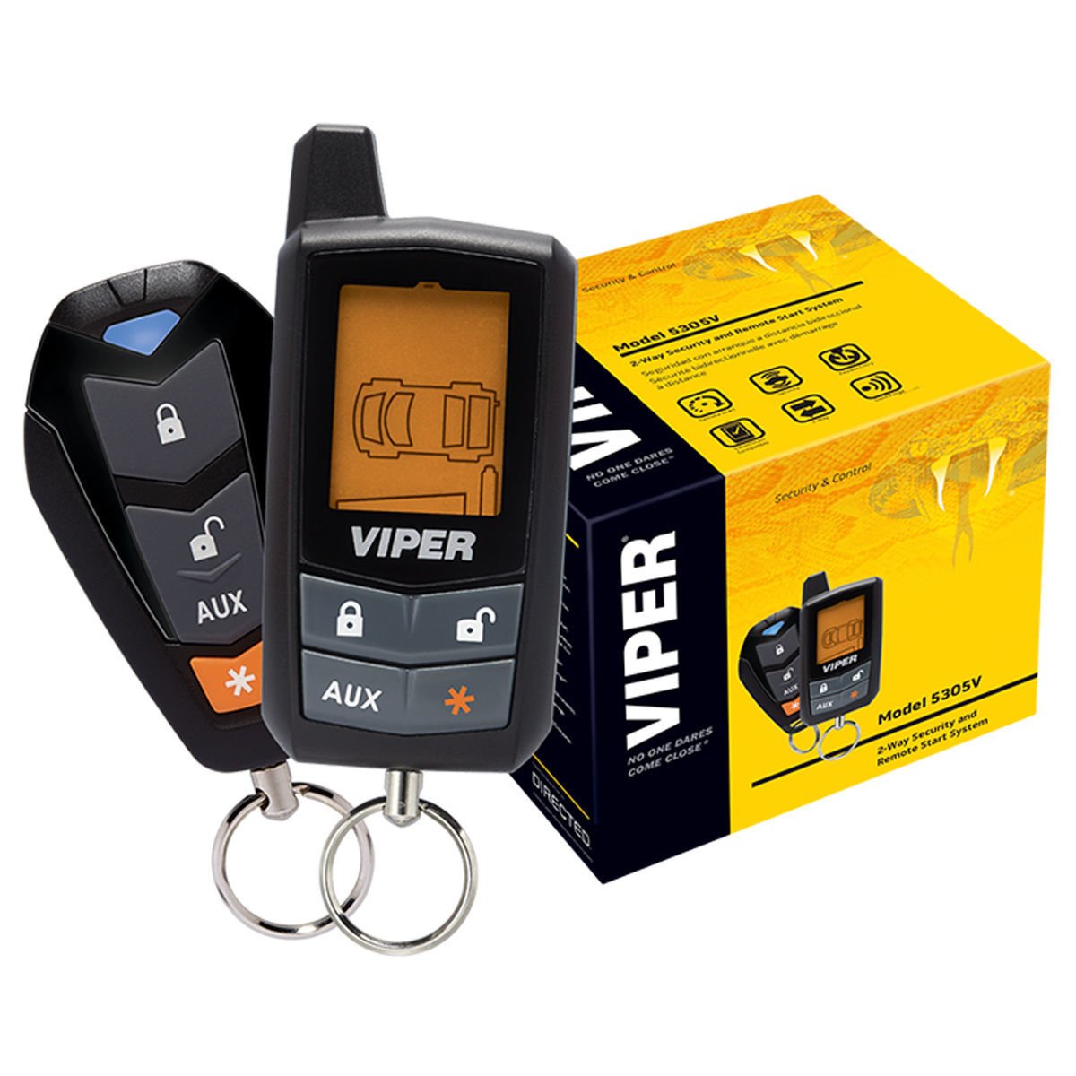 Viper 5305V front LCD remote showing status icons for quick vehicle checks