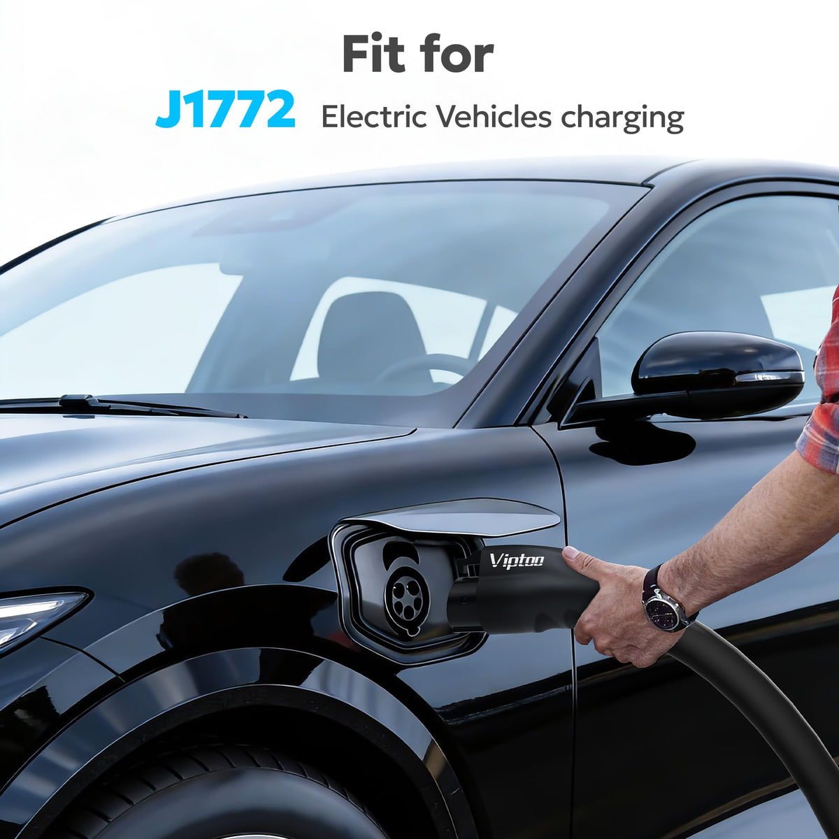 VIPTOO in a garage charging a car showing everyday convenience benefit