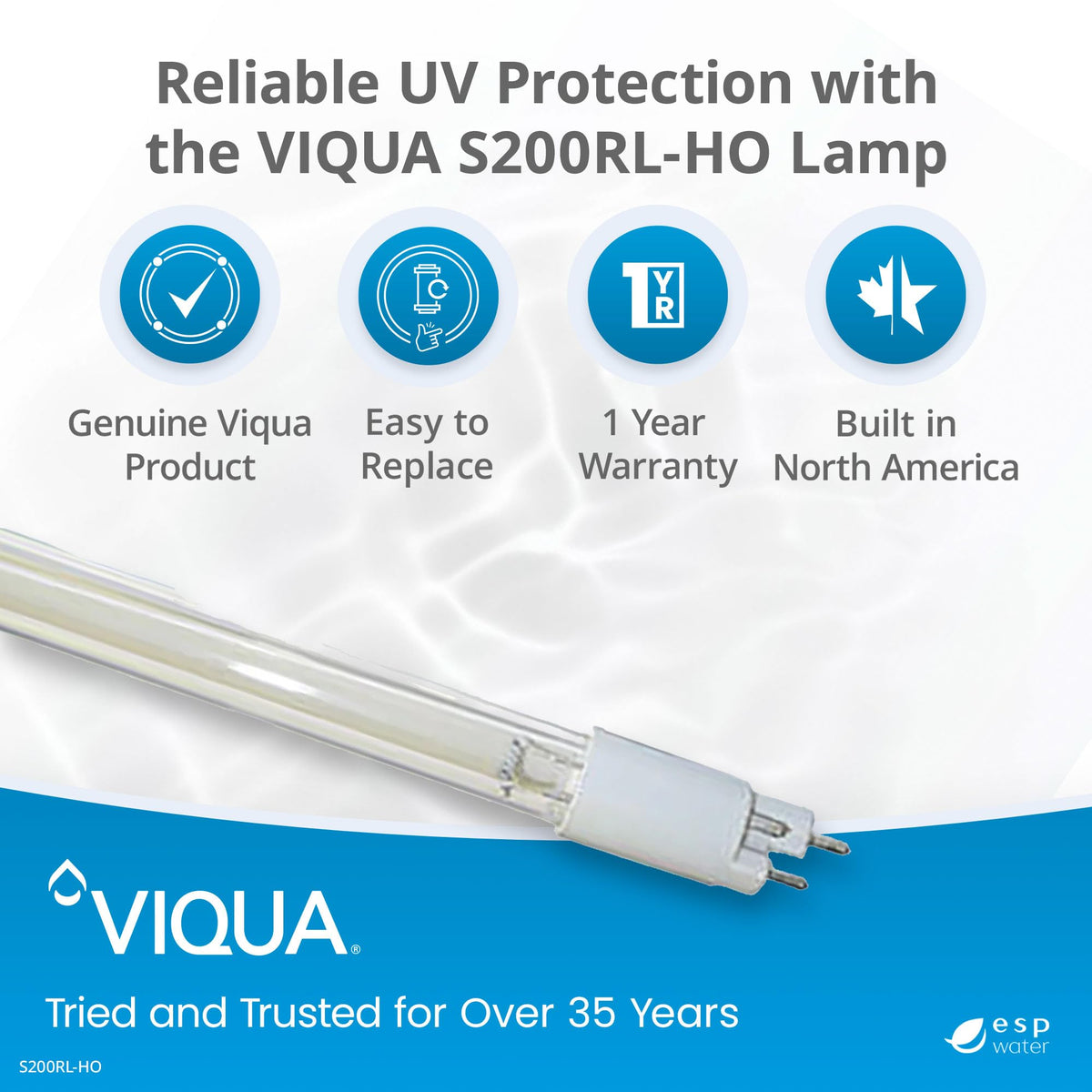 Viqua S200RL-HO closeup of lamp base for precise electrical contact