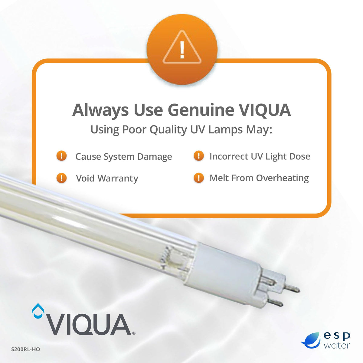 Viqua S200RL-HO with manual and safety note for proper handling