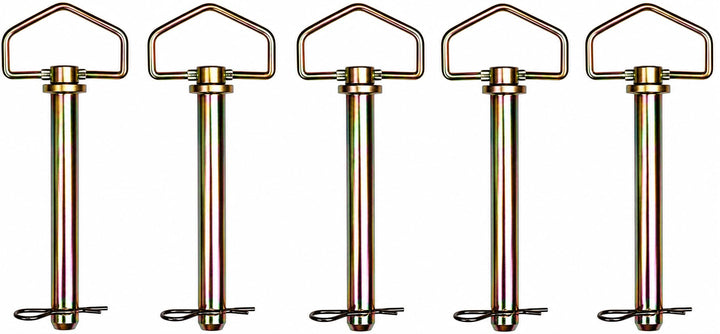 VIRTIONZ front view of five hitch pins showing sturdy zinc-plated finish and pack convenience