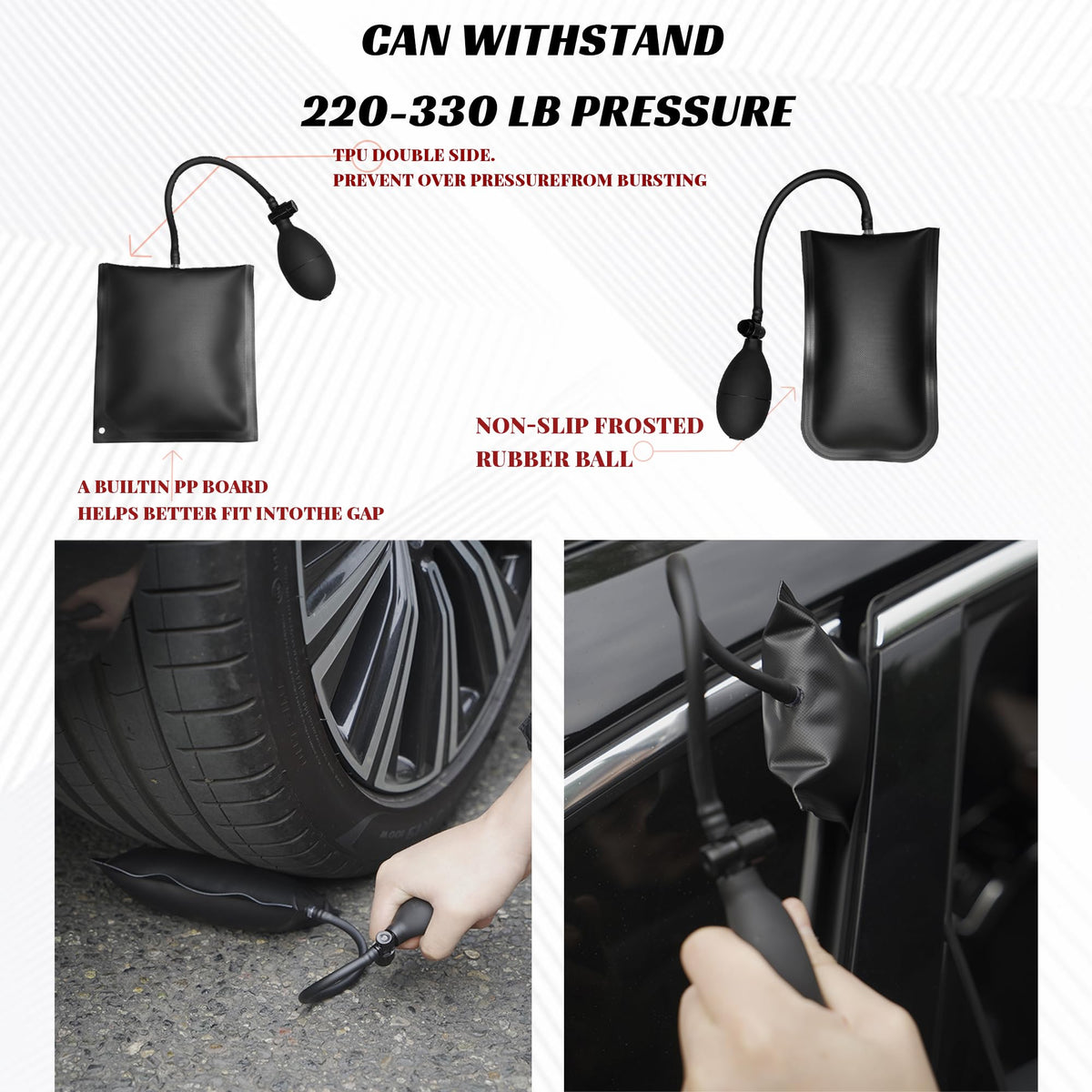 Visberius air wedge and rod inserted into car door gap demonstrating safe separation