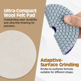 VISCOO wool pad texture close-up for high-gloss finishing benefit